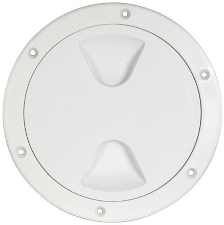Kulaté šroubovací inspekční víko v bílé barvě s těsnícím kroužkem, vnitřní průměr 125 mm
