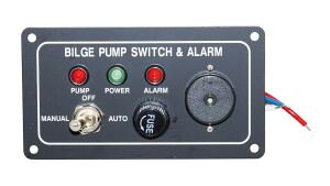 Hliníkový kontrolní panel pro automatické bilge pumpy včetně alarmu a pojistky, 3 pozice