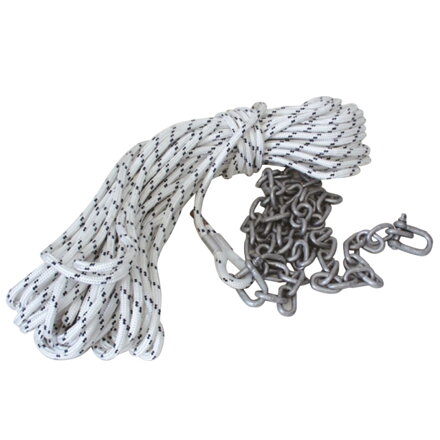 Polyesterové kotevní lano 8 mm s řetězem 6 mm, délka 30 m + 2 m