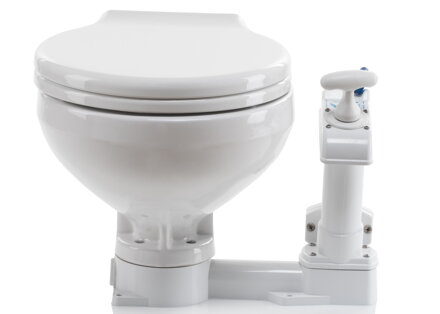 Toaleta Matromarine s ruční pumpou Space saver, šířka 450 mm, výška 290 mm, hloubka 400 mm