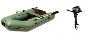 Nafukovací člun Yukona 230 TL v zelené barvě s laťkovou podlahou + lodní motor Parsun 2.6 BMS