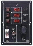 Hliníkový přepínací panel se 3 podsvícenými tlačítky, kontrolkou stavu baterie a tlačítkem na houkačku