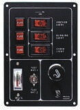 Hliníkový přepínací panel se 3 podsvícenými tlačítky, kontrolkou stavu baterie a zapalovačem